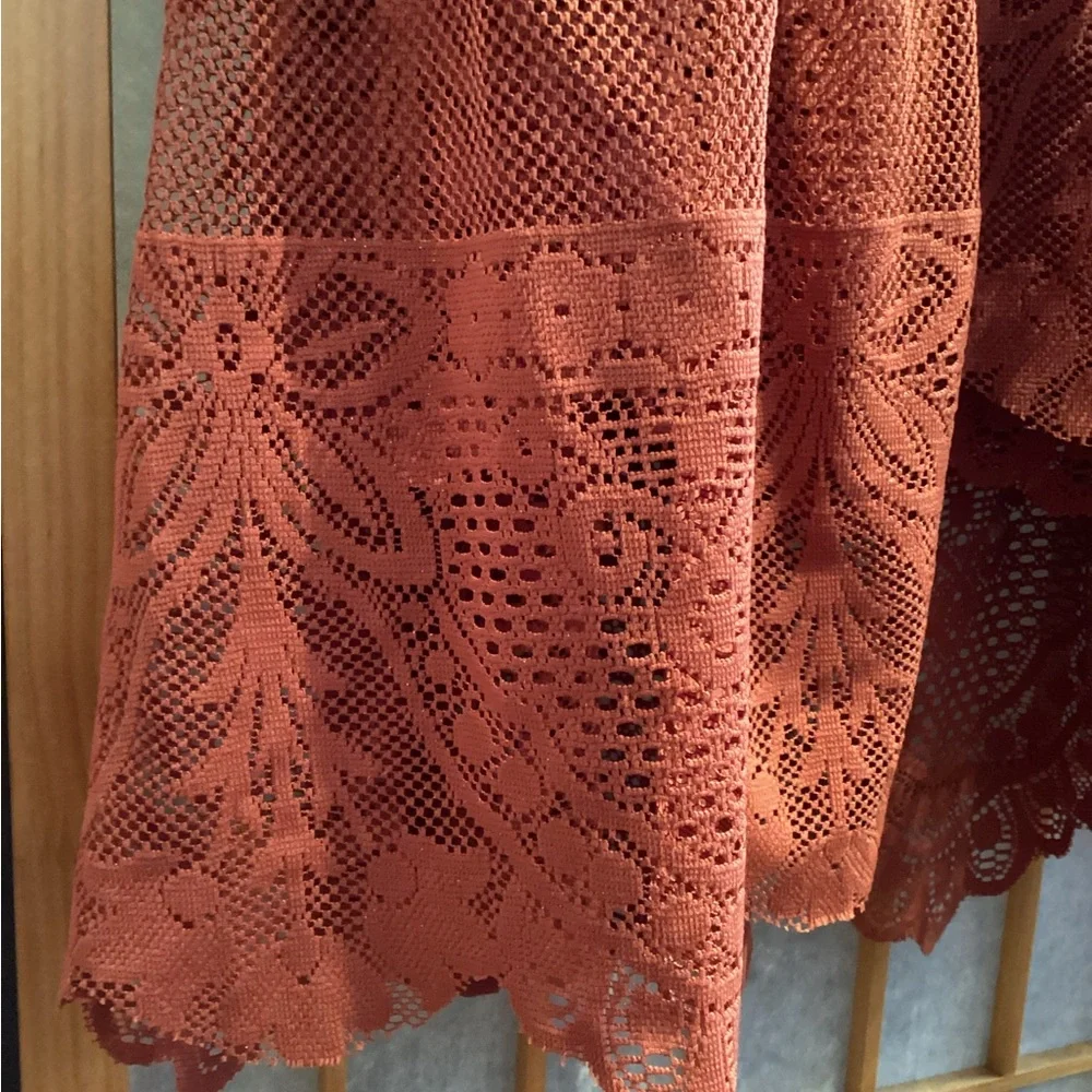 Free People Kristal Lace Salinas Foil Print Dress Rust Women's Size 4
